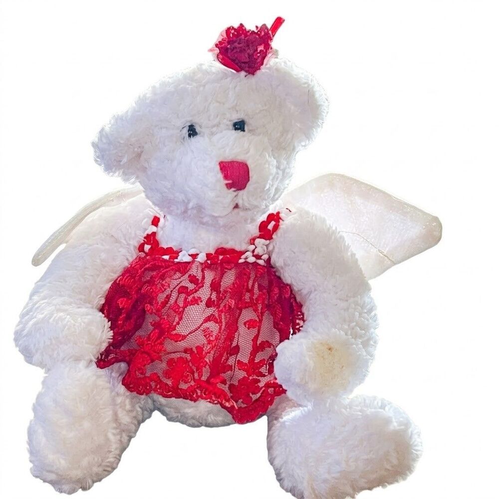 Dan Dee Plush Angel Teddy Bear Sheer Wings Tree Topper Decor Vintage Christmas